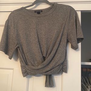 Mind Code Gray Short-Sleeve Shirt with Cutout Detail. Size Small. Worn once